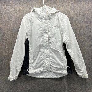 The North Face Jacket Women Small White Full Zip Hooded Hyvent Rain Stinson Abuk